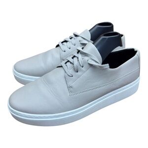 EILEEN FISHER women size 9.5 Graphite Leather  Overlay Glazed Leather Sneaker